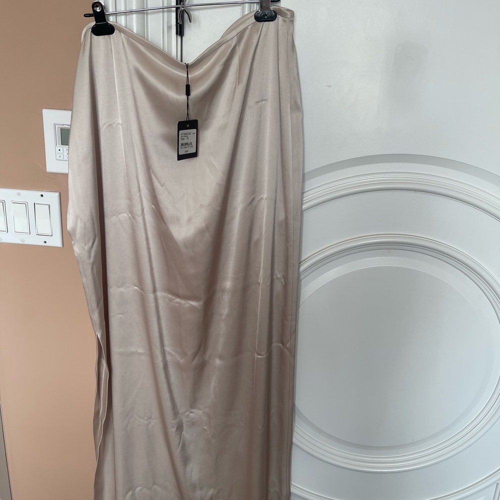 Elegant Satin Maxi Skirt in Cream